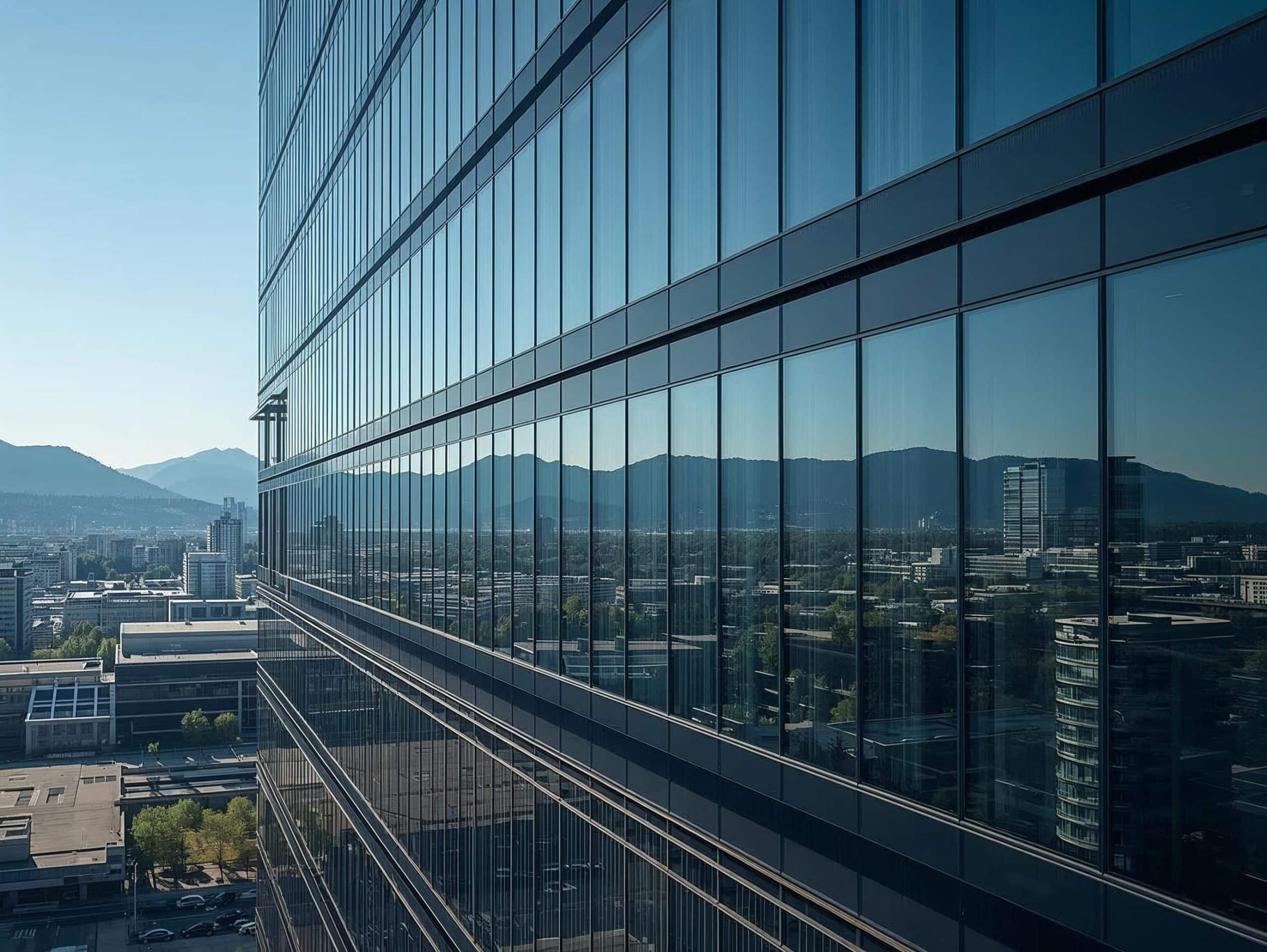 Commercial office building beside a residential strata complex in British Columbia
