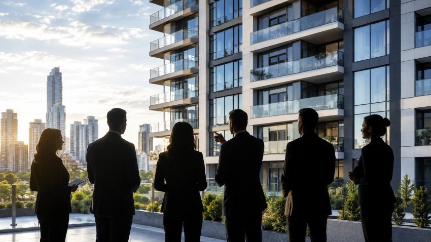 Ontario condo board members reviewing budgets and building documents during a board meeting